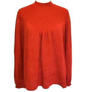 Lauren Conrad Women's Large Mock Turtleneck Burnt Orange Sweater with Metallic